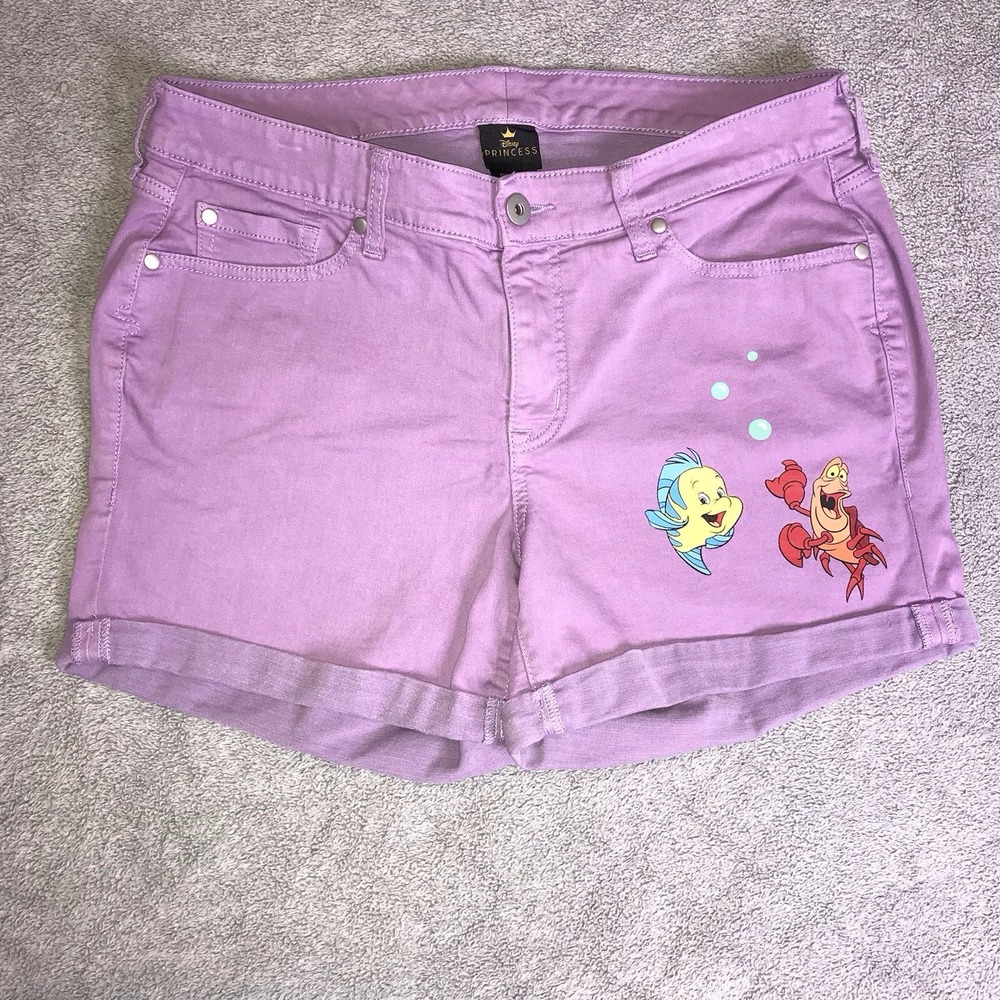 Disney‎ Princess Size 14 Little Mermaid Flounder & Sebastian Purple Shorts